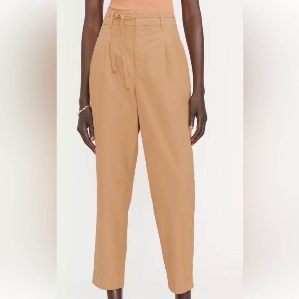 Everlane Poplin Pleated Tapered Pants Tan size 2